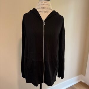 Women's Black Full Zip Lightweight Hoodie Size XL